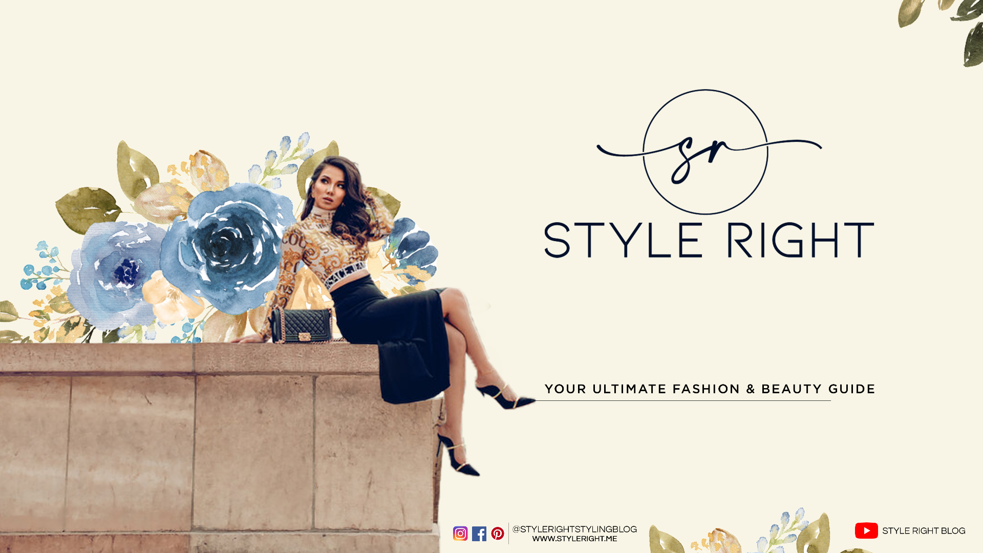 Style Right Blog — full master YouTube banner with monogram lockup