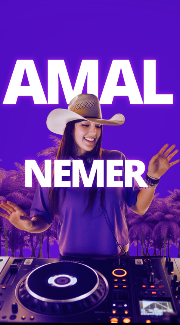 Amal Nemer — purple desert DJ poster