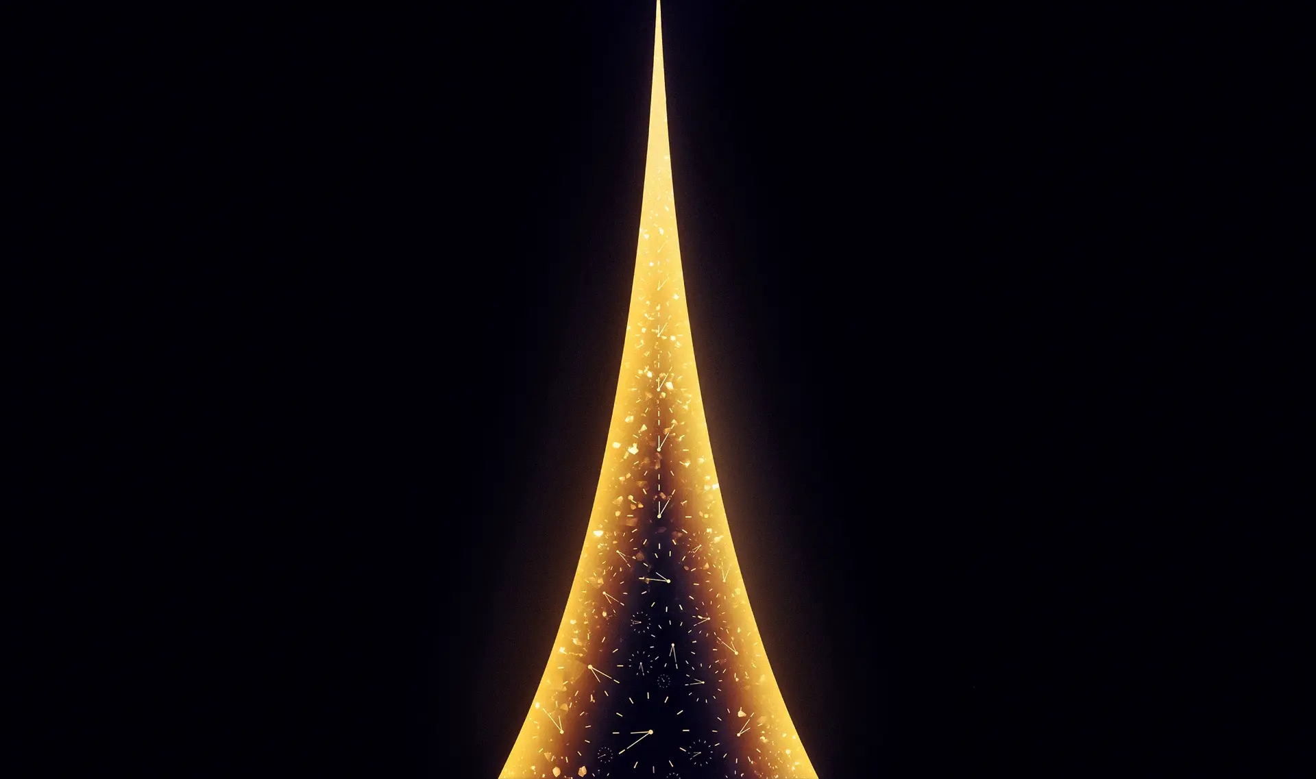 The rising spire — the core visual device, built from the lyrics