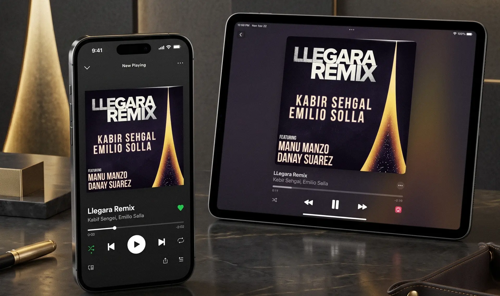 Streaming artwork — phone and tablet now-playing