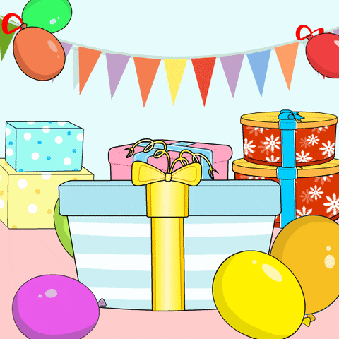 Gift box and balloons animation