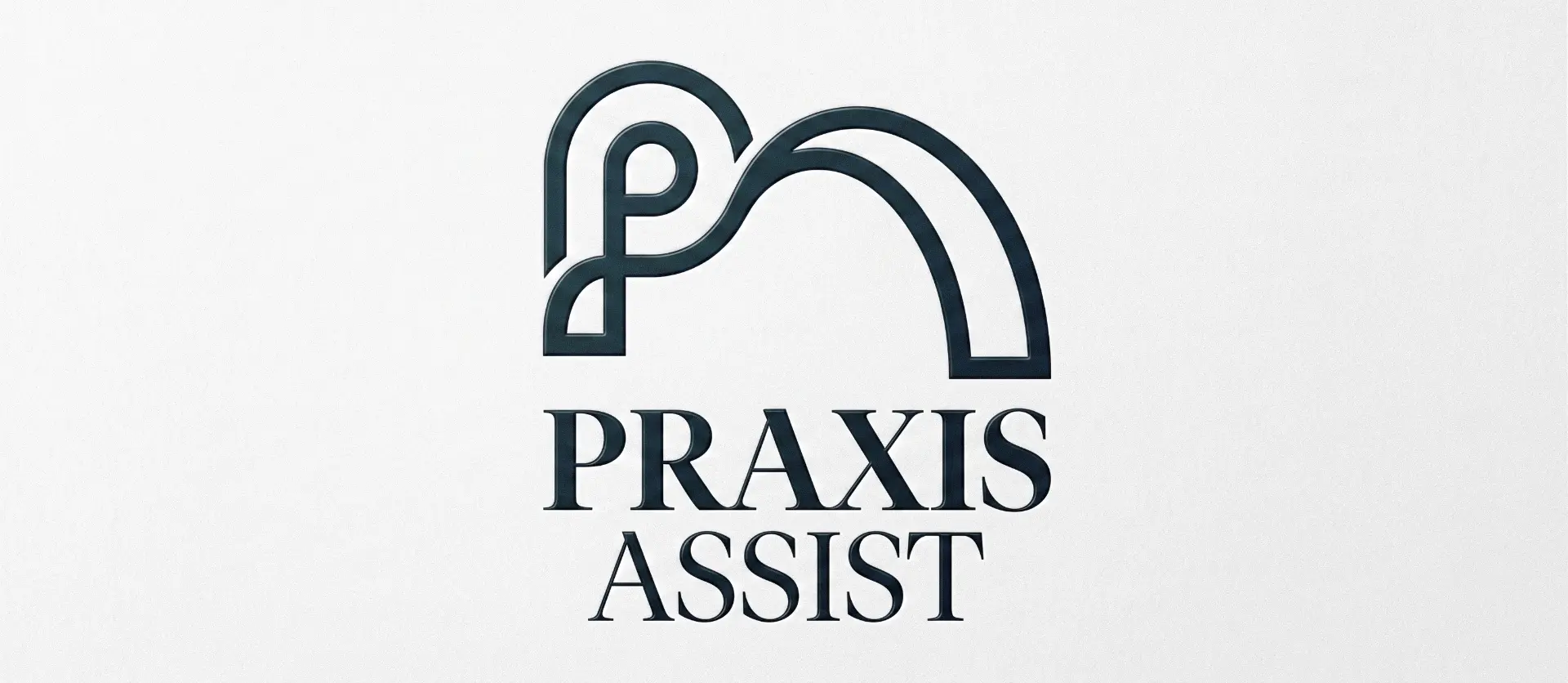 Praxis Assist monoline mark and wordmark on a white background