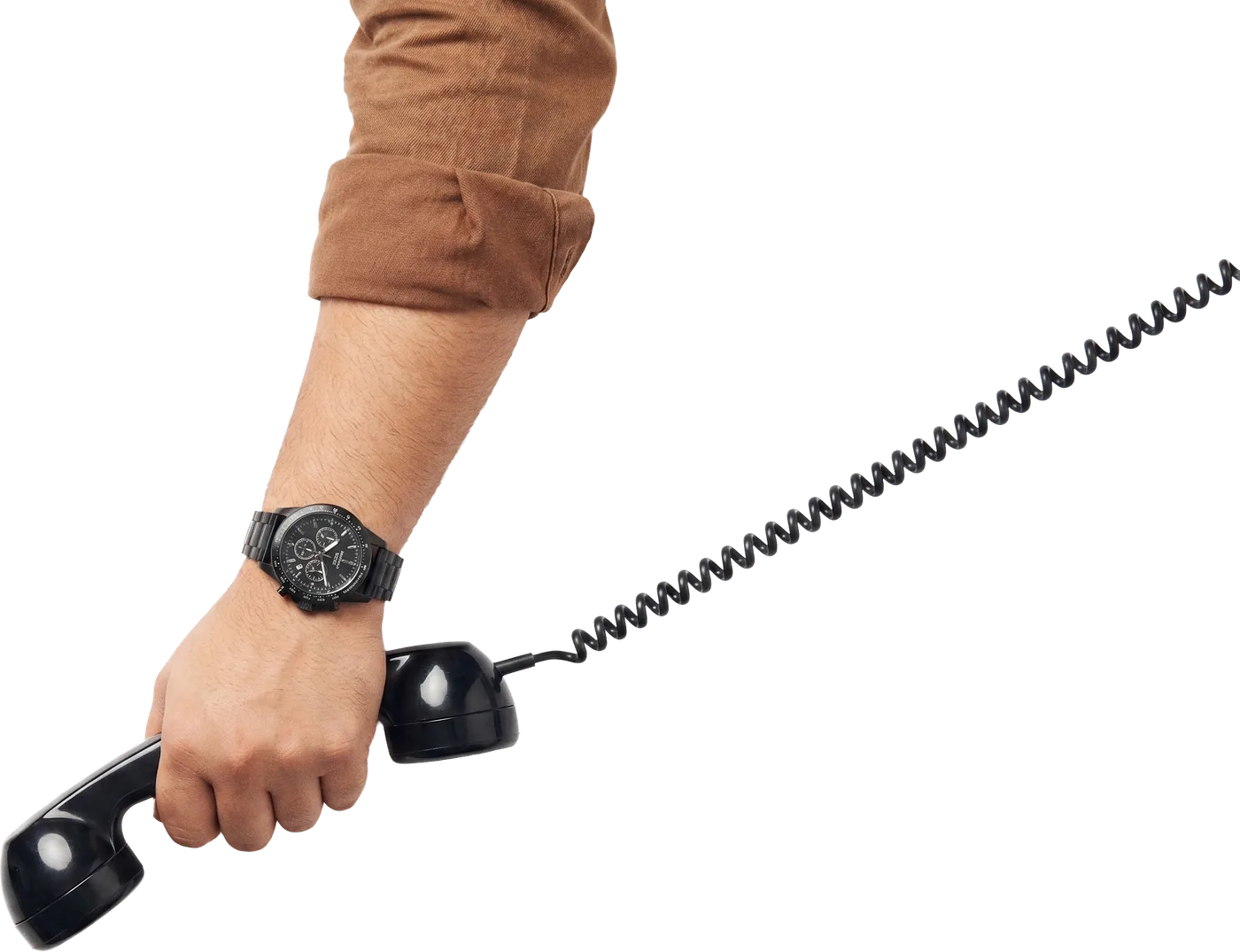 Illustration of a hand holding a telephone receiver